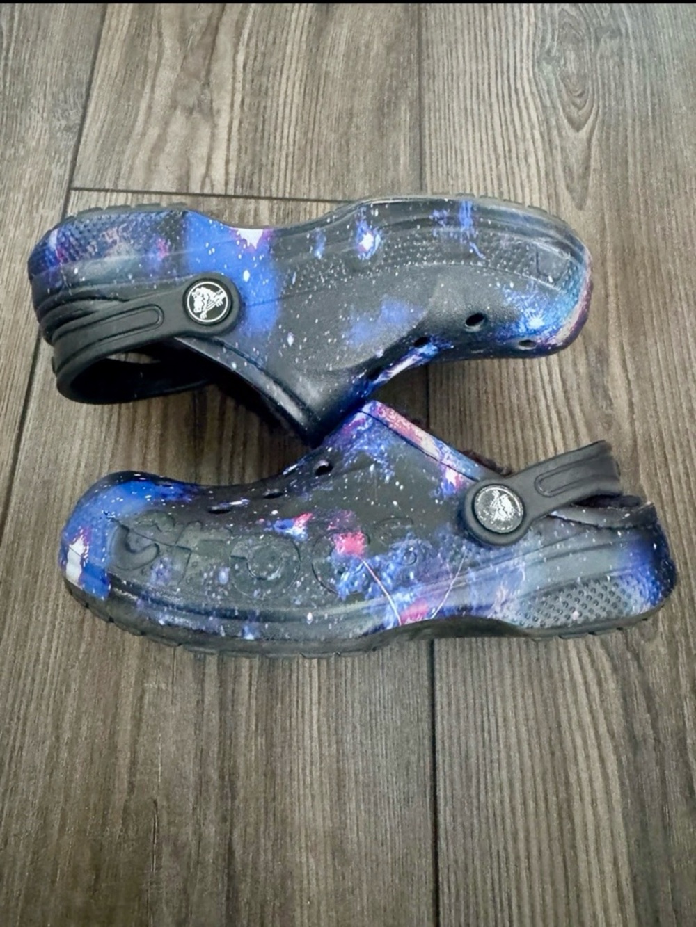 CROCS Kids Galaxy Print Clogs - Black, Blue, Purple - Picture 2 of 6